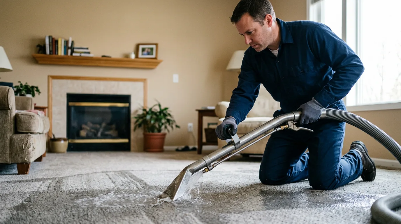 Water damage restoration technician working near Springfield, VT